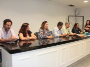 Representantes da Sesap e da Secretaria Municipal de Saúde de Natal na aula presencial no auditório do CRO-RN