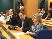 A conselheira Aldenísia Albuquerque e o presidente do SOERN, Ivan Tavares, no lançamento do GraduaCEO