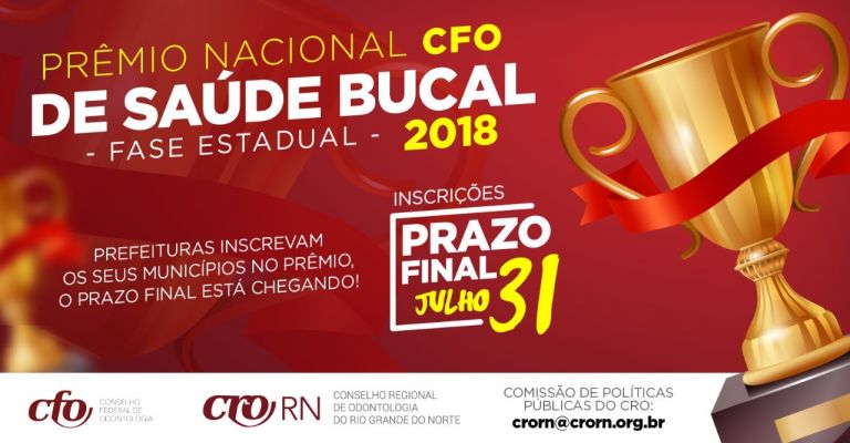 Prêmio Nacional CFO de Saúde Bucal: inscrições abertas para os municípios do RN participarem