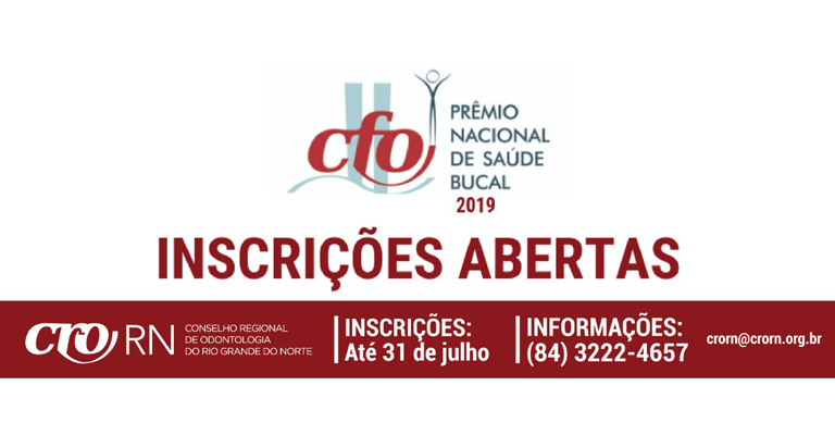 Prêmio Nacional CFO de Saúde Bucal 2019 tem inscrições prorrogadas até 22 de agosto