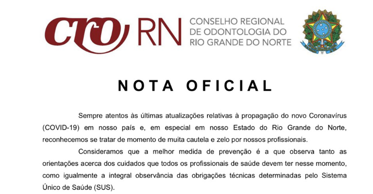 CRO-RN emite nota Oficial com recomendação para gestores e empregadores sobre EPIs