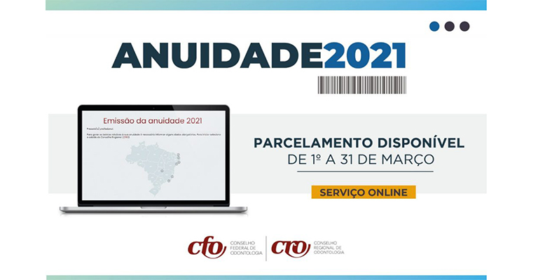 Anuidade 2021: parcelamento disponível de 1º a 31 de março