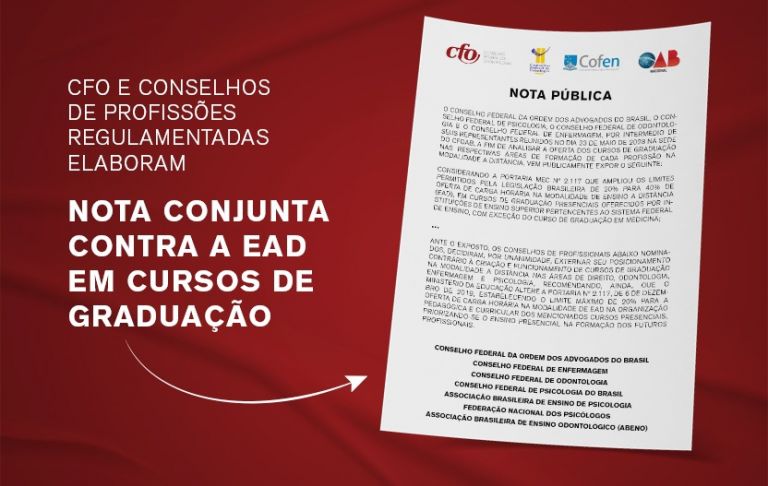 CFO, COFEN, CFP e CFOAB elaboram nota conjunta contra a EaD em cursos de graduação