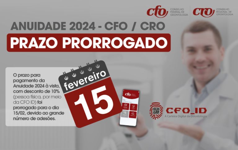 Anuidade 2024 já está disponível; prazo de paganmento prorrogado até 15 de fevereiro