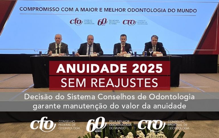 CFO/CROs: Anuidade 2025 não tem reajuste
