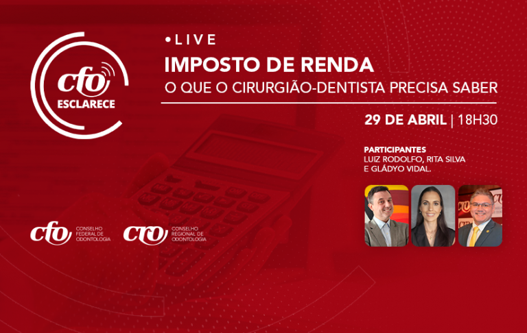 Dia 29 de abril: CFO realiza live sobre Imposto de Renda