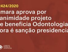  Câmara aprova por unanimidade Projeto que beneficia Odontologia; agora é sanção presidencial