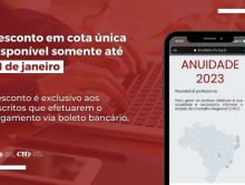 Anuidade 2023 com desconto para pagamento até o dia 31 de janeiro de 2023